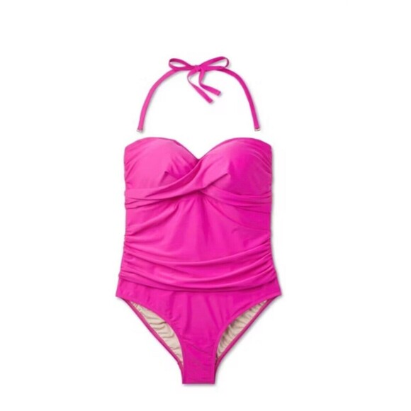 Kona Sol Women's Bandeau Halter One Piece Swimsuit Tummy Control - Picture 3 of 4